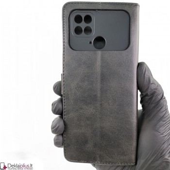 Dirbtinos odos dėklas su skyreliais - juodas (Xiaomi Poco C40)